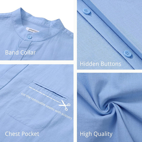 Jekaoyi Hombres Botones Casuales Down Coder Camisa De Lino C