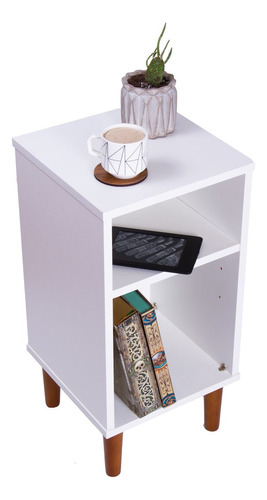 Mesa De Cabeceira Lateral Cama Quarto Madeira Retrô 60x30x30 Acabamento Fosco Cor Branco