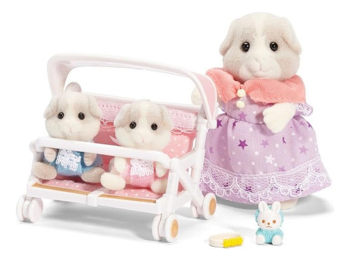 Calico Critters Patty Y Cochecito Doble Conjunto De Paden