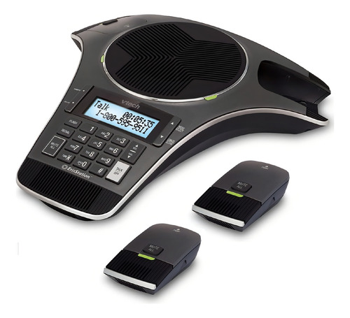 Telefono Conferencia V-tech Vcs702 + 2 Microfono Inalambrico Color Negro