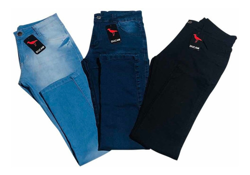 Kit 3 Calça Jeans Masculina Slim Original Elastano Lycra