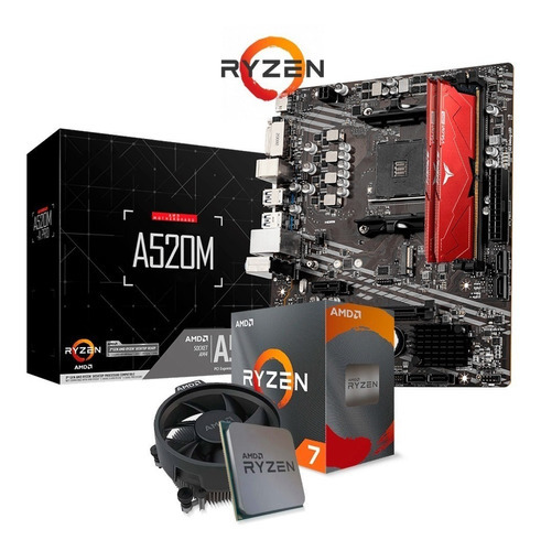 Kit Upgrade Gamer Amd Ryzen 7 + Vega / Placa Am4 / 16gb Ddr4 Cor Preto