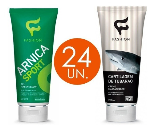 12 Massageador Arnica Sport + 12 Cartilagem Tubarão Fashion 