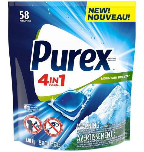 Purex 4-en-1  Detergente De Lavandería 58 Cargas.