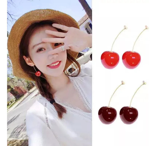 Zx Zys 2 Pares Aretes Colgantes Cereza Kawaii Para Mujer