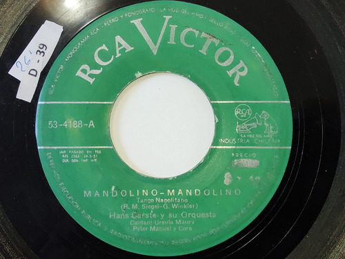 Vinilo Single De Hans Carste  Mandolino Mandolino ( D-39