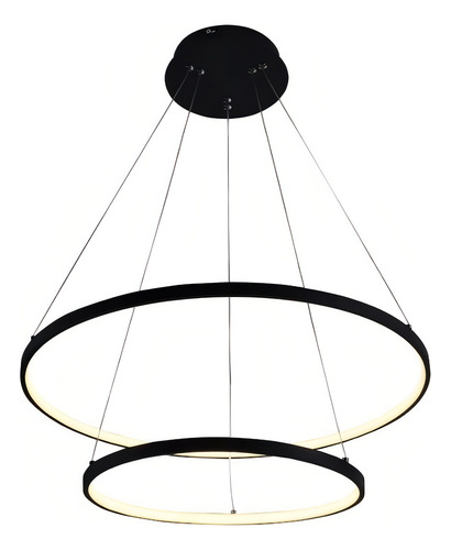 Pendente 2 Anéis Preto Fosco Led 45w 3000k