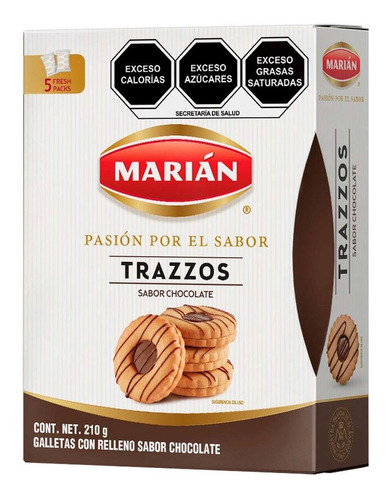 Galleta Marian Trazzos De Chocolate Tipo Gourmet 210g