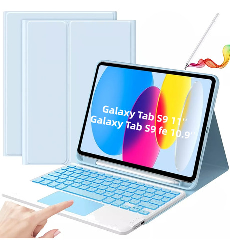 Funda+teclado Táctil Con Ñ+lápiz Para Galaxy Tab S9/s9fe