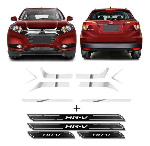 Kit Adesivos Grade Hr-v + Soleira Protetora + Friso Traseiro