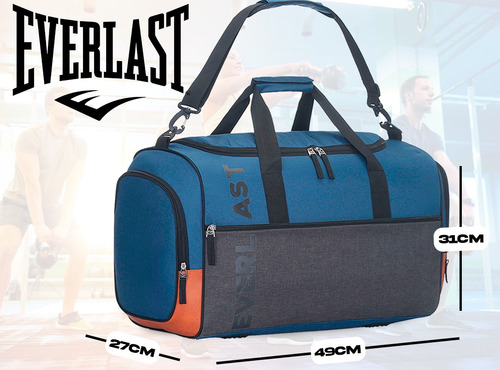 Imagen 2 de 10 de Bolso Everlast Original Gym Viaje Deportivo Reforzado Nuevo