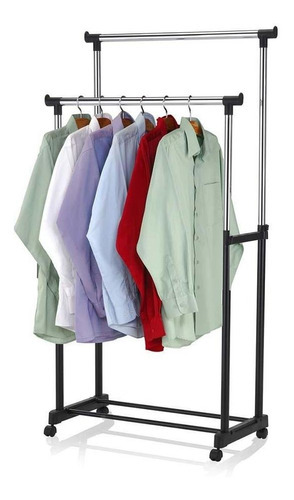 Rack Organizador Doble Para Colgar Ropa Color Plateado