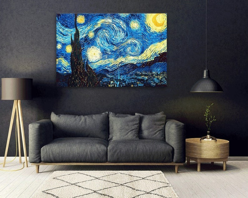 Imagen 1 de 10 de Cuadros Van Gogh Noche Estrellada Bastidor Canvas 120x90 Cm.
