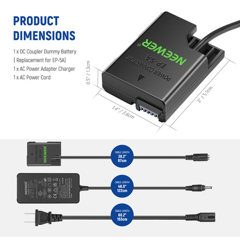 [ Neewer En-el14 Batería Ficticia Adaptador Corriente P/