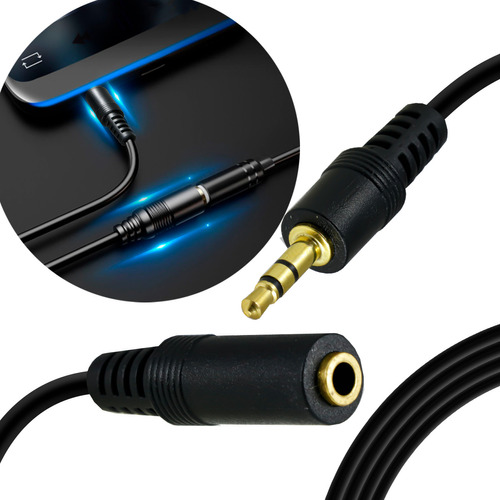 Extensión Cable Auxiliar 1.5m Slim Company Conector Jack 3.5 Mm Audio Macho A Hembra