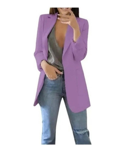 Blazer Chaqueta De Oficina De Manga Larga Solapa Para Mujer