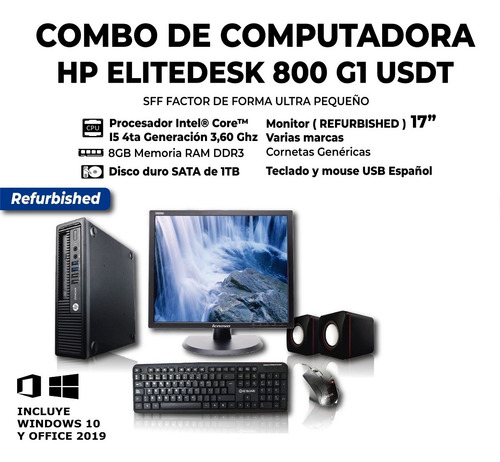 Imagen 2 de 7 de Computadora Hp Elitedesk Core-i5 Monitor Teclado Cornetas