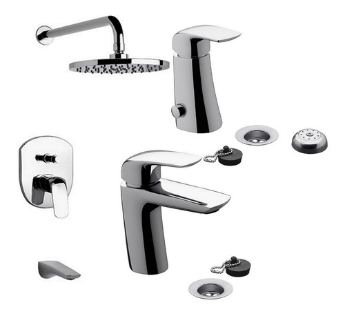 Combo Griferia Fv Epuyen Set Ducha Lavatorio Bidet Cromo