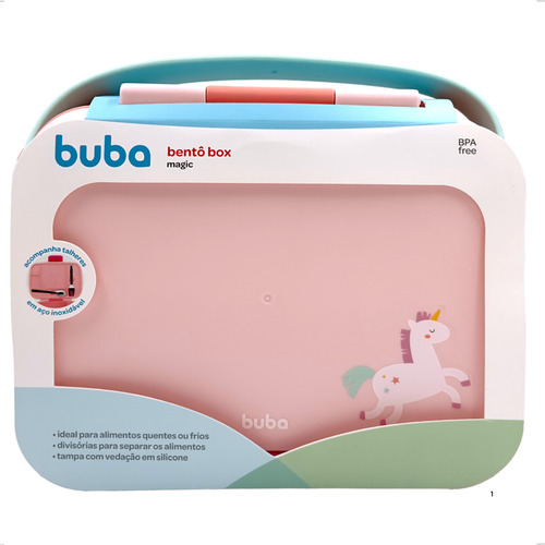 Lancheira Bento Box Com Talher Marmita Magic Unicórnio Buba