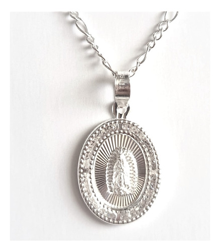 Medalla Virgen De Guadalupe Dije Con Cadena De Plata Ley 925