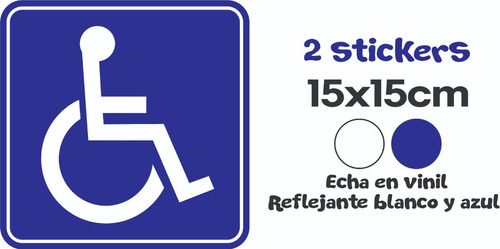 Stickers/auto  En Reflejante Azul/blanco Discapacitado 2pz.