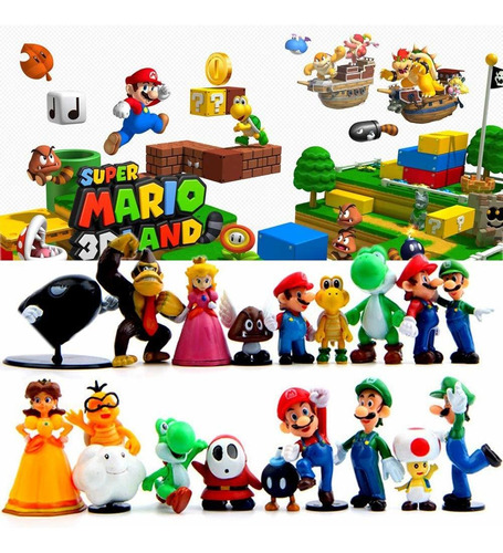 18 Pcs Super Mario Bros Pvc Figuras De Acción Juguetes Luigi 