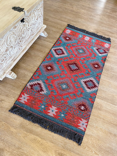 Tapete Kilim Diseño Antep 120x60 Cm - Gobeklitepe Turquesa 