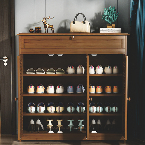 Mueble Para Zapatos De Madera Con 3 Puertas Y Cajón 99×33×99