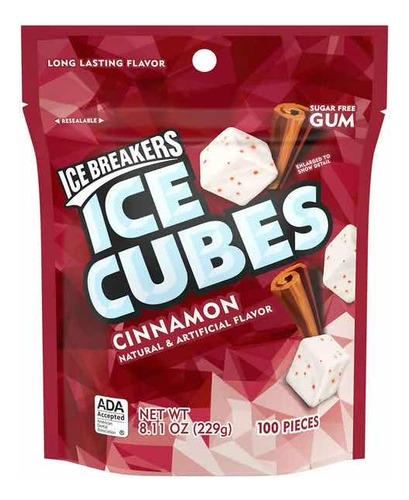 Chicles Ice Cubes Sabor Canela Sin Azúca - g a $349