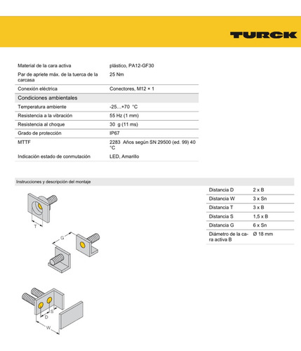Sensor Inductivo Turck Bi5-m18-ap6x-h1141 46165