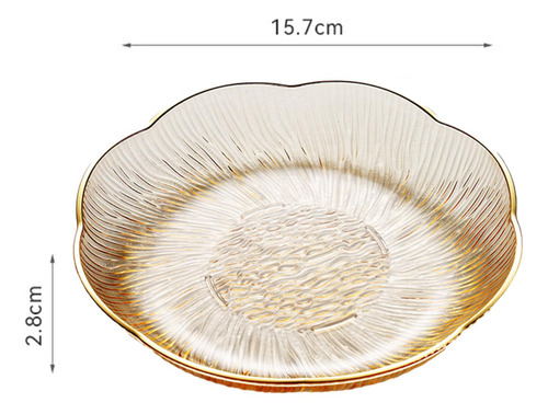 Plato De Fruta, Plato De Postre, Redondo, 4 Oro Transparente
