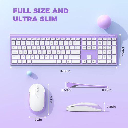 Teclado Y Mouse Inalámbricos, 2.4 Ghz, Recargable, Compacto,