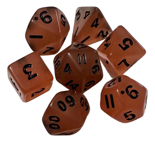 7x Dados De Varios Lados Juego De Dados Luminosos Naranja