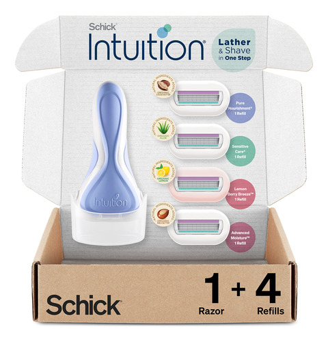 Kit De Afeitado Intuition Schick Para Mujer Con 1 Mango Y 4