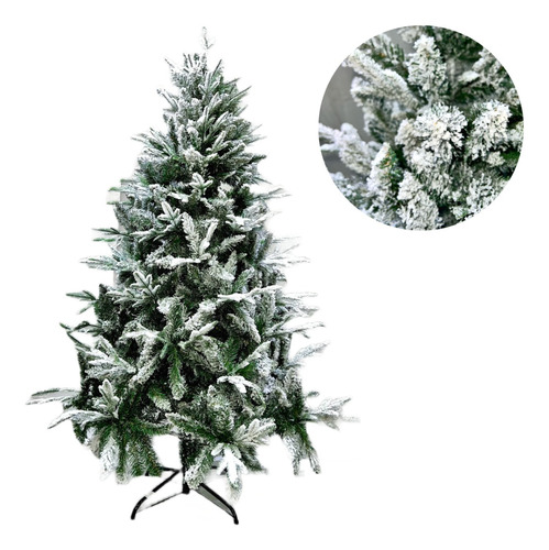 Arbol De Navidad Francés Verde Con Blanco 180cm