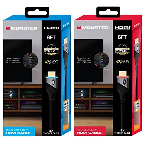 Monster Cable Velocidad 4k Hdr Hdmi 5.9 ft Luz Led Azul