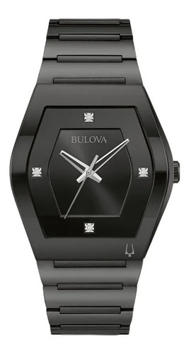 Reloj Bulova Black Gemini Para Caballero Original E-watch Color de la correa Negro Color del bisel Negro Color del fondo Negro