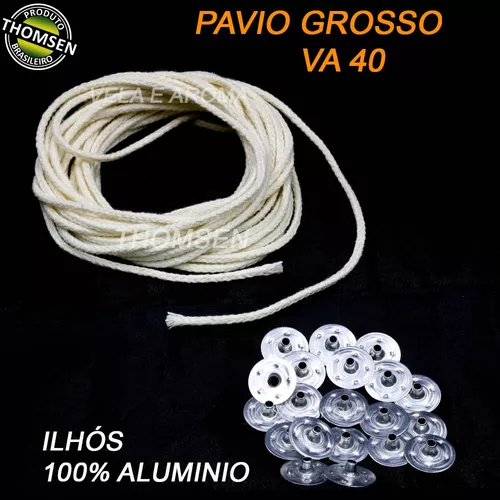 Pavios de Vela Encerados 10 Cm 100 Pcs Branco