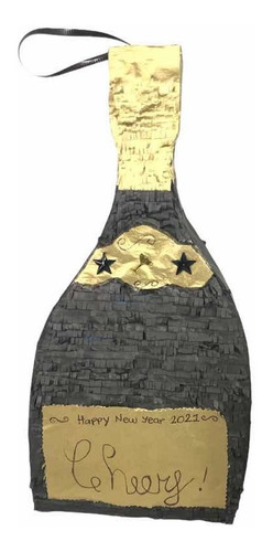 Mini Piñata Decorativa Botella Negra Adorno Mesa Año Nuevo H