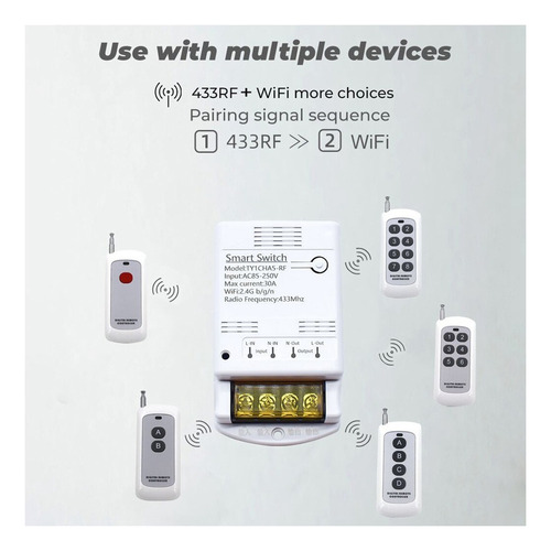 - Módulo De Relé Tuya Wifi 30a, 85-250 V, Interruptor