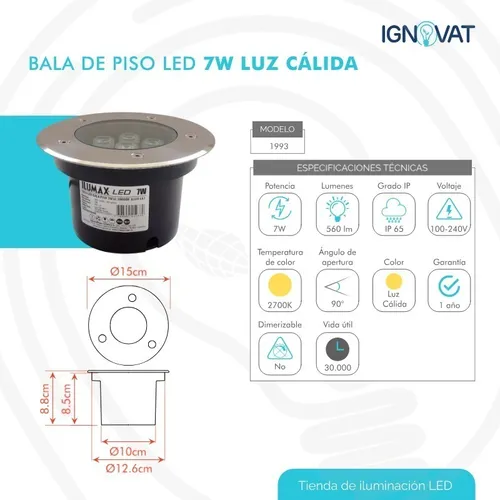 Luminaria Bala Led De Piso De Incrustar 7w