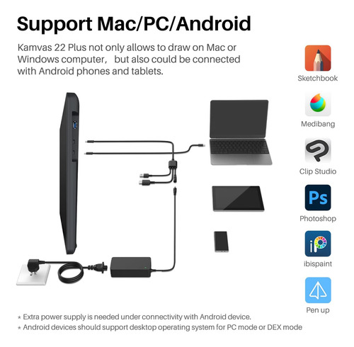 Huion Kamvas 22 Plus Qled Tablet De Dibujo Con Pantalla Comp