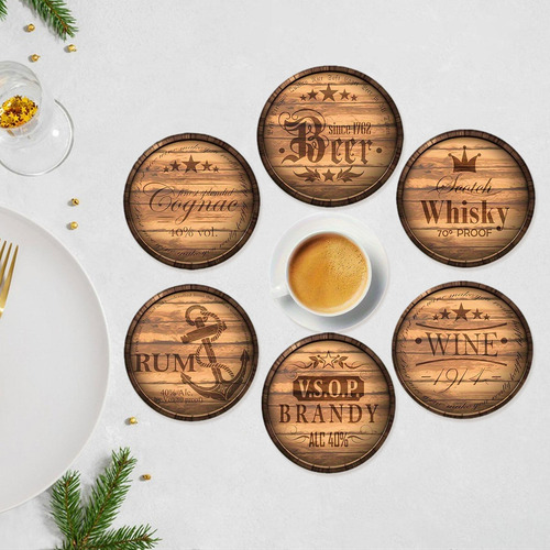6 Posavasos De Madera Para Bebidas, Protección Para , Juego