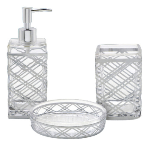 Jgo De Accesorios Para Baño Silver Set De 3 Pzas