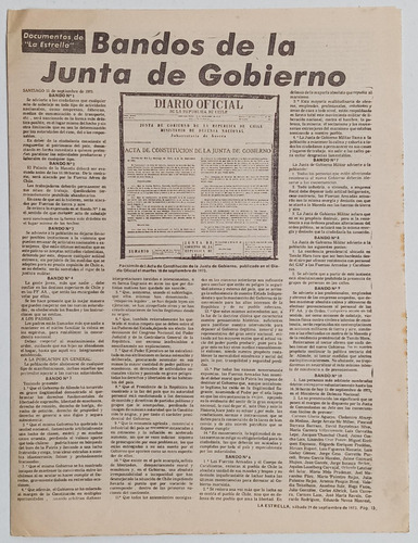 Bandos Septiembre 1973 Documento La Estrella De Valparaiso