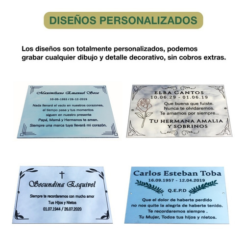 Placa + Foto + Floreros. Para Cementerio, Nicho, Lapida.