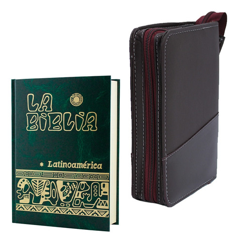 Biblia Latinoamericana De Bolsillo Verde + Estuche Curpiel