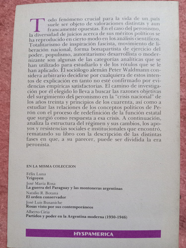 El Peronismo 1943-1955: Peter Waldmann - Hyspamerica (Usado)