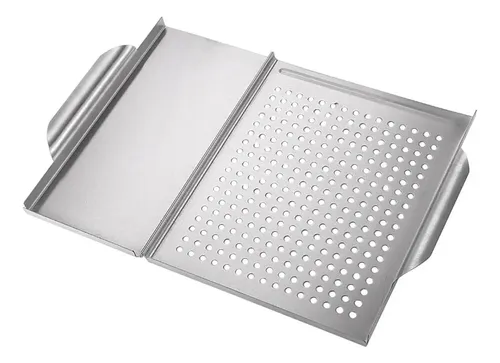Plancha De Barbacoa De Acero Inoxidable 48x34 Cm Con Asas – Placa Teppanyaki Para Gas Y Carbón, Apta Para Lavavajillas, Bordes Elevados