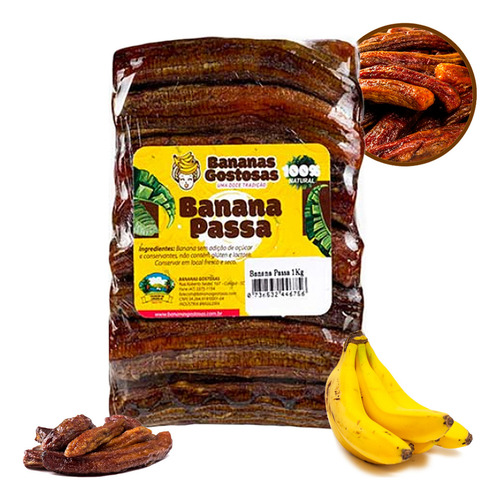 Banana Passa Desidratada Sem Açucar Gluten 100% Natural Fit